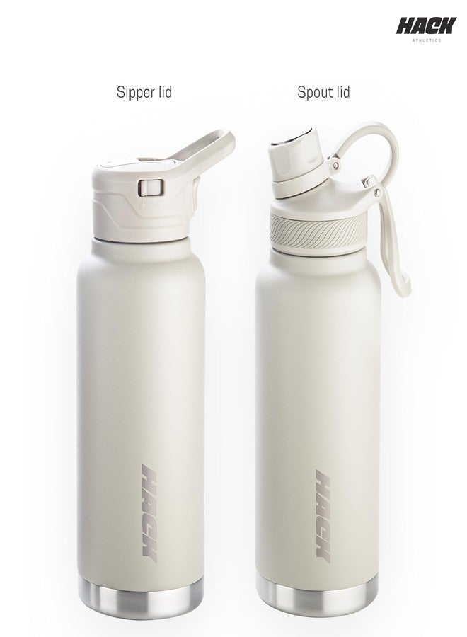 Hack Athletics Hydra Premium Stainless Steel Insulated Water Bottle for Gym, School, Home, Office, Water Bottle for Men, Women, Girls & Boys, BPA Free Material 100% Leakproof | 950ML (Cream) - Image 4
